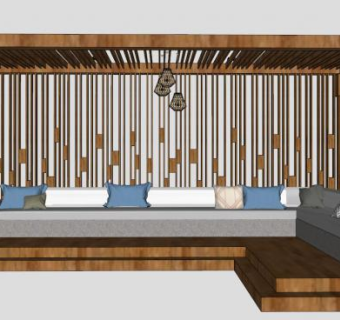 休息廊架su模型下载_sketchup草图大师SKP模型