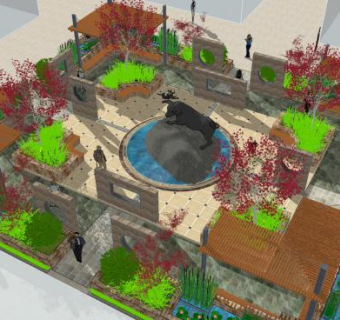 欧式公园景观设计SU模型下载_sketchup草图大师SKP模型