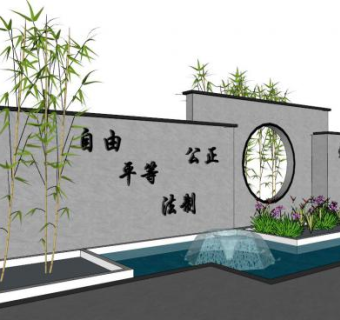 竹子景墙su模型下载_sketchup草图大师SKP模型