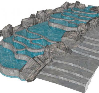景观水景叠石su模型下载_sketchup草图大师SKP模型