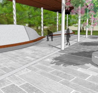 现代公园廊架设计SU模型下载_sketchup草图大师SKP模型