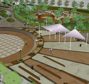 欧式公园场地规划SU模型下载_sketchup草图大师SKP模型