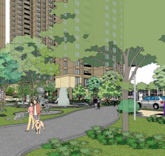 现代小区景观小品SU模型下载_sketchup草图大师SKP模型