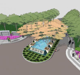 现代湿地公园SU模型下载_sketchup草图大师SKP模型