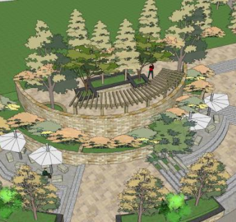 新古典公园设计SU模型下载_sketchup草图大师SKP模型