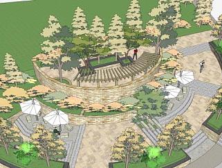 新古典公园设计SU模型下载_sketchup草图大师SKP模型