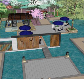 简约公园景观走道SU模型下载_sketchup草图大师SKP模型