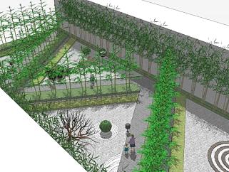小型公园绿植景观SU模型下载_sketchup草图大师SKP模型