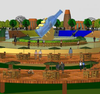 现代主题公园景观SU模型下载_sketchup草图大师SKP模型