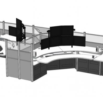 员工办公桌su模型下载_sketchup草图大师SKP模型