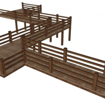中式木栈道su模型下载_sketchup草图大师SKP模型