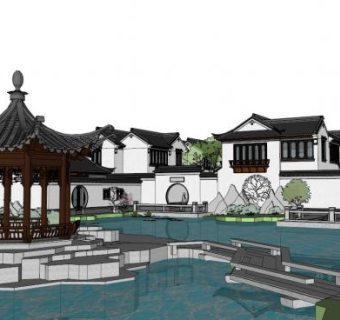 徽派古建亭子su模型下载_sketchup草图大师SKP模型