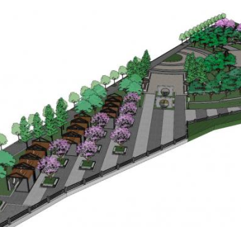 新中式廊道公园SU模型下载_sketchup草图大师SKP模型