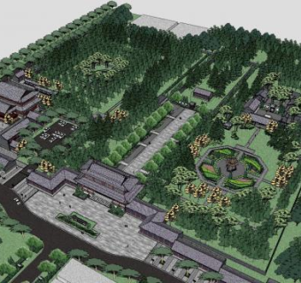 中式凉亭建筑公园SU模型下载_sketchup草图大师SKP模型