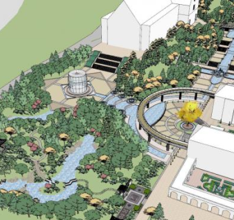 园林水景景观设计SU模型下载_sketchup草图大师SKP模型