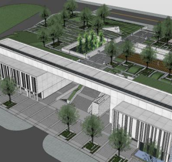 现代公园入口景观SU模型下载_sketchup草图大师SKP模型