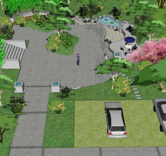 现代休闲公园设计SU模型下载_sketchup草图大师SKP模型