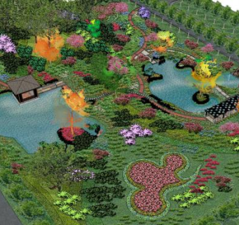 中式公园凉亭水榭景观SU模型下载_sketchup草图大师SKP模型