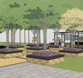 现代公园林间小道SU模型下载_sketchup草图大师SKP模型