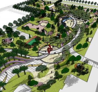 现代创意公园小品SU模型下载_sketchup草图大师SKP模型