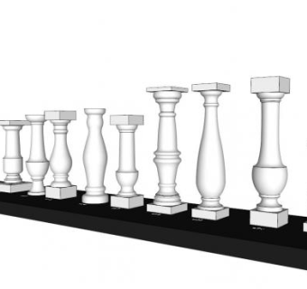 欧式花瓶柱su模型下载_sketchup草图大师SKP模型