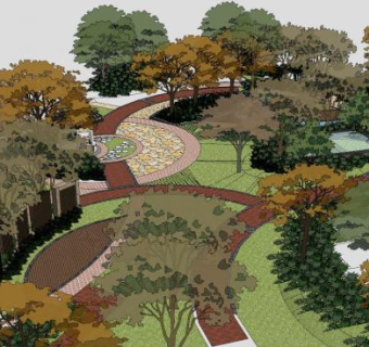 观赏公园走道设计SU模型下载_sketchup草图大师SKP模型