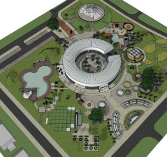 现代大型城市公园SU模型下载_sketchup草图大师SKP模型