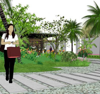 现代景观公园廊架走廊SU模型下载_sketchup草图大师SKP模型