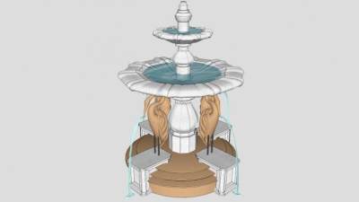 小型水体雕塑su模型下载_sketchup草图大师SKP模型