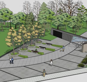 现代公园规划设计SU模型下载_sketchup草图大师SKP模型