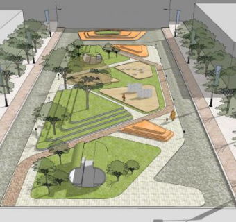 简约公园草坪规划SU模型下载_sketchup草图大师SKP模型