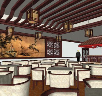 商业中餐厅su模型下载_sketchup草图大师SKP模型