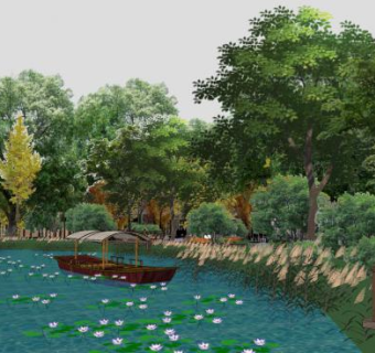 现代森林公园SU模型下载_sketchup草图大师SKP模型