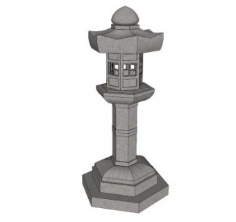 景观石柱灯su模型下载_sketchup草图大师SKP模型