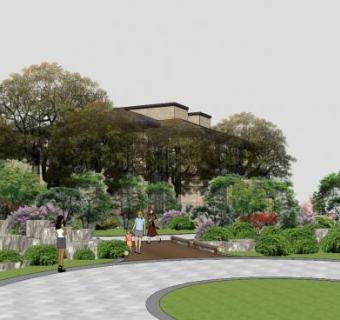 现代休闲园艺公园SU模型下载_sketchup草图大师SKP模型