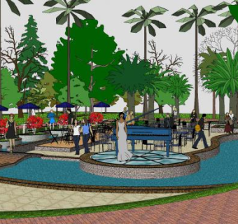 现代公园休憩景观SU模型下载_sketchup草图大师SKP模型