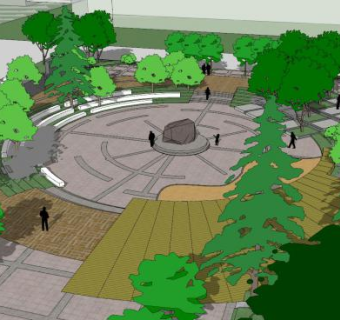 现代公园小品走道SU模型下载_sketchup草图大师SKP模型