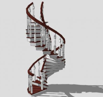 美式旋转楼梯su模型下载_sketchup草图大师SKP模型