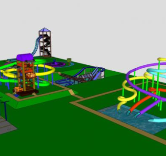 大型水上乐园游乐器械su模型下载_sketchup草图大师SKP模型