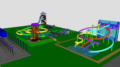 大型水上乐园游乐器械su模型下载_sketchup草图大师SKP模型