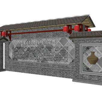 文化墙su模型下载_sketchup草图大师SKP模型