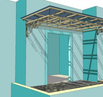 阳台雨棚su模型下载_sketchup草图大师SKP模型