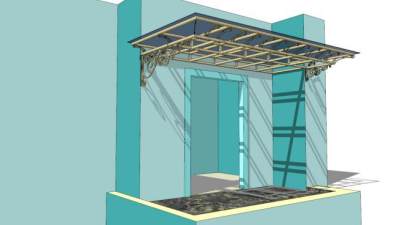 阳台雨棚su模型下载_sketchup草图大师SKP模型