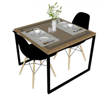 两人桌椅su模型下载_sketchup草图大师SKP模型