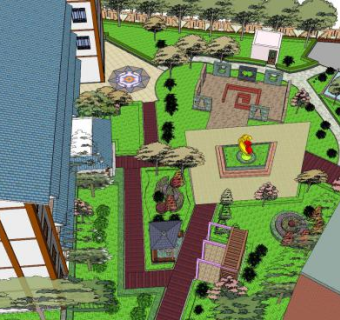 现代公园小品景观SU模型下载_sketchup草图大师SKP模型