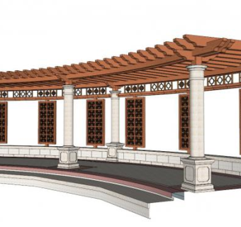 曲形廊道su模型下载_sketchup草图大师SKP模型
