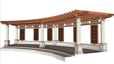 曲形廊道su模型下载_sketchup草图大师SKP模型