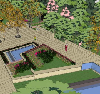 新古典风格公园SU模型下载_sketchup草图大师SKP模型