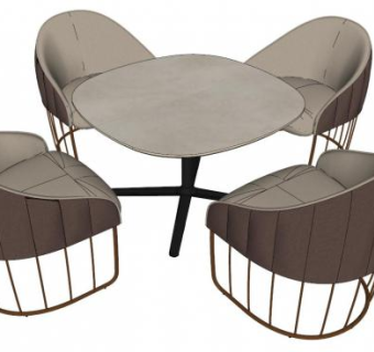 四人座休闲桌su模型下载_sketchup草图大师SKP模型