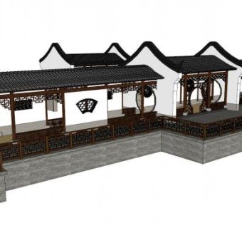 中式长廊su模型下载_sketchup草图大师SKP模型